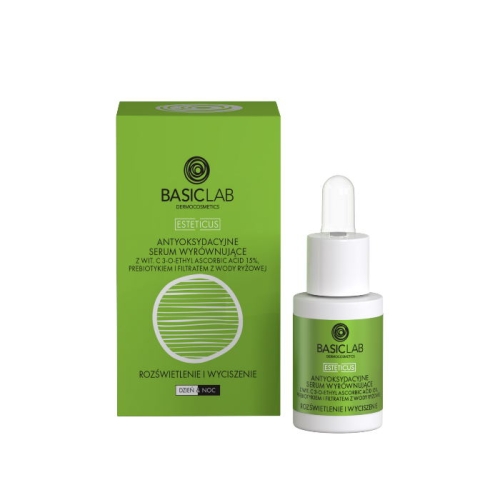 BasicLab antyoksydacyjne serum wyrównujące z wit. c 15% rozświetlenie i wyciszenie 15 ml