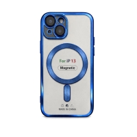 Etui do iPhone 13 ciemnoniebieskie przezroczyste MagSafe