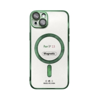 Etui do iPhone 13 ciemnozielone przezroczyste MagSafe