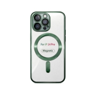 Etui do iPhone 14 PRO ciemnozielone przezroczyste MagSafe