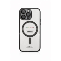 Etui do iPhone 15 PRO czarne przezroczyste MagSafe