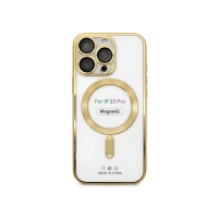 Etui do iPhone 15 PRO złote przezroczyste MagSafe