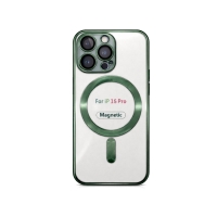 Etui do iPhone 15 PRO ciemnozielone przezroczyste MagSafe