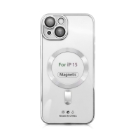 Etui do iPhone 15 srebrne przezroczyste MagSafe