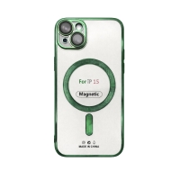 Etui do iPhone 15 ciemnozielone przezroczyste MagSafe