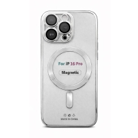 Etui do iPhone 16 PRO srebrne przezroczyste MagSafe