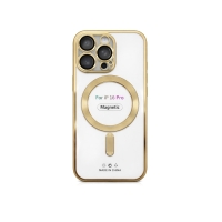 Etui do iPhone 16 PRO złote przezroczyste MagSafe