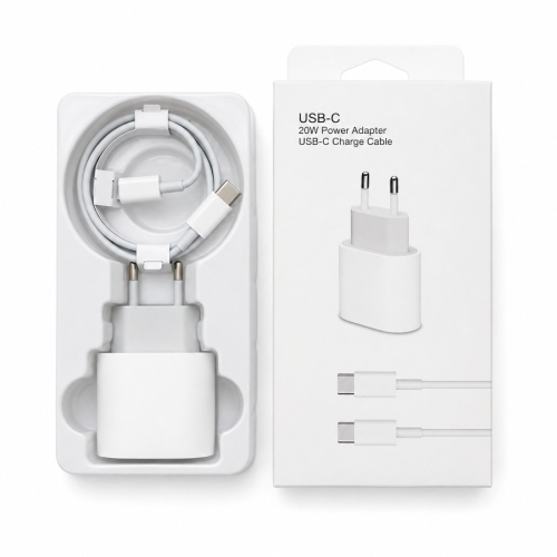 Zestaw ładowarka sieciowa PD 20W z kablem USB-C biała
