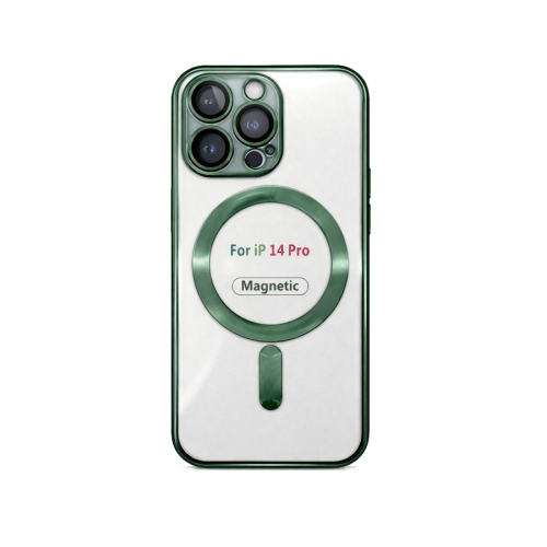 Etui do iPhone 14 PRO ciemnozielone przezroczyste MagSafe