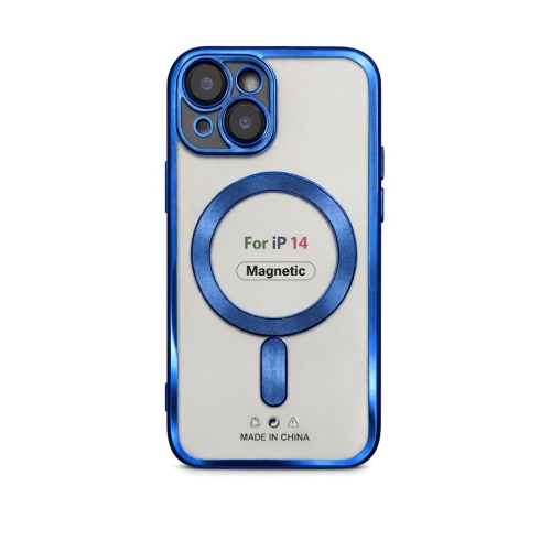 Etui do iPhone 14 ciemnoniebieskie przezroczyste MagSafe