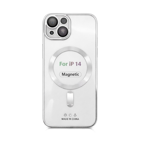 Etui do iPhone 14 srebrne przezroczyste MagSafe