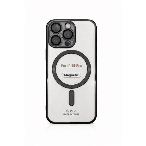 Etui do iPhone 15 PRO czarne przezroczyste MagSafe