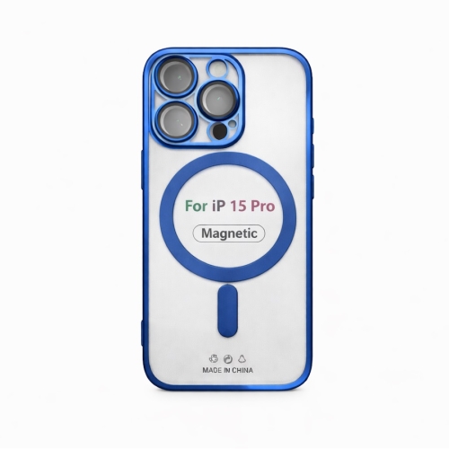 Etui do iPhone 15 PRO ciemnoniebieskie przezroczyste MagSafe