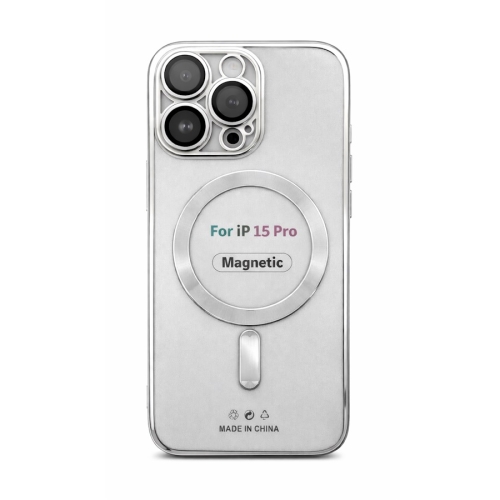 Etui do iPhone 15 PRO srebrne przezroczyste MagSafe