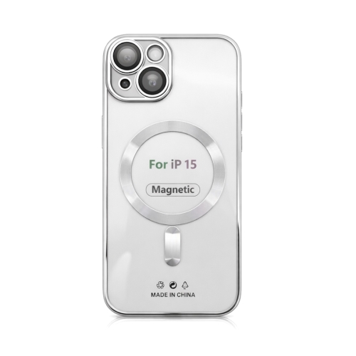 Etui do iPhone 15 srebrne przezroczyste MagSafe