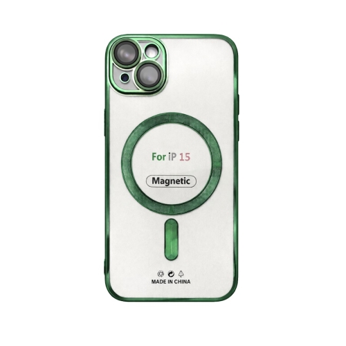 Etui do iPhone 15 ciemnozielone przezroczyste MagSafe