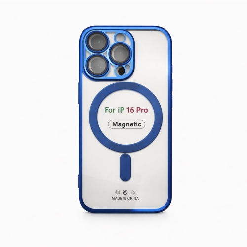 Etui do iPhone 16 PRO ciemnoniebieskie przezroczyste MagSafe