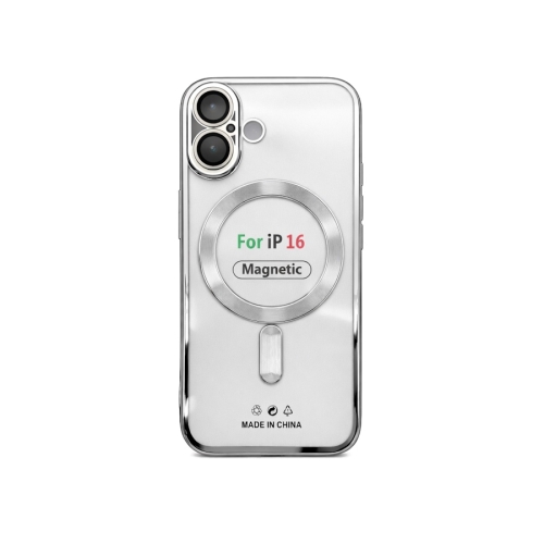 Etui do iPhone 16 srebrne przezroczyste MagSafe
