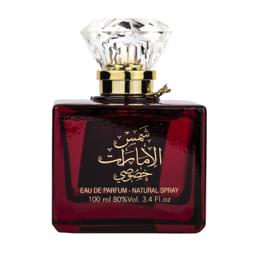 Luksusowe opakowanie perfum Shams Al Emarat Khususi Ard Al Zaafaran 100ml, idealne na prezent dla miłośników wyjątkowych zapachów.
