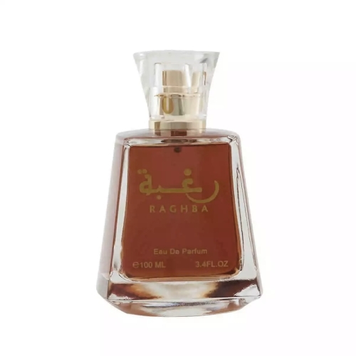 Flakon perfum Raghba + DEO Lattafa 100ml – zestaw z dezodorantem o nutach wanilii, oudu i ambry, e-drogeria24.pl.
