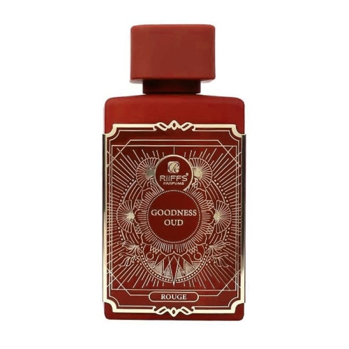 Luksusowe opakowanie perfum Goodness Oud Rouge Riiffs 100ml, idealne na prezent dla miłośników unikalnych zapachów.