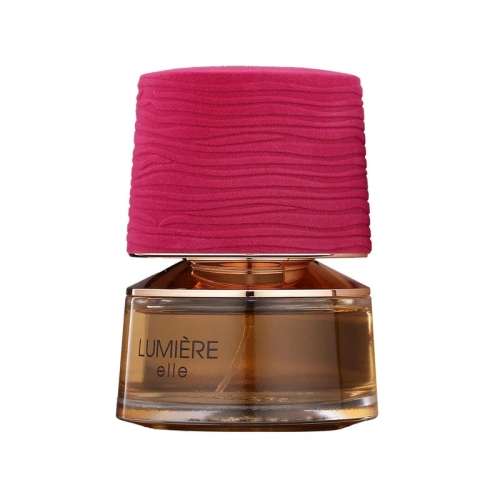 Flakon perfum Lumiere Elle French Avenue 100ml na tle kwiatów i cytrusów