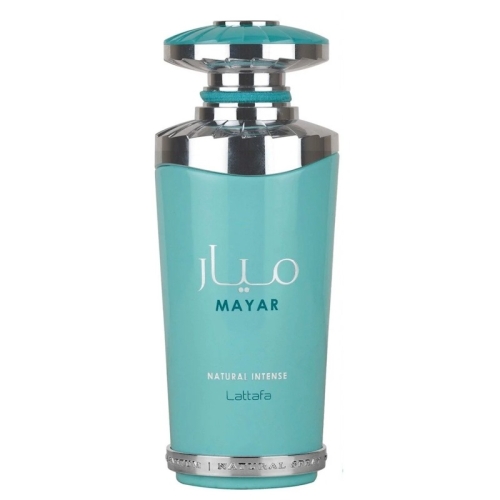 Flakon perfum damskich Mayar Natural Intense Lattafa 100ml, elegancki złoty design o orientalnym charakterze.