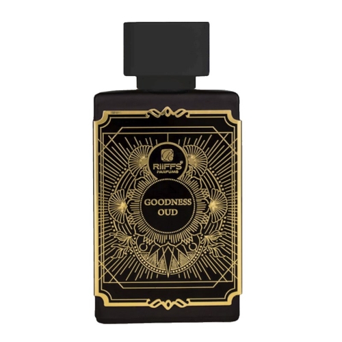 Luksusowe opakowanie perfum Goodness Oud Black Riiffs 100ml, idealne na prezent dla osób ceniących wyjątkowe zapachy.
