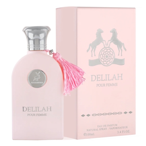 Opakowanie perfum Delilah Maison Alhambra wraz z flakonem – luksusowy wygląd, podkreślający zmysłowy charakter zapachu