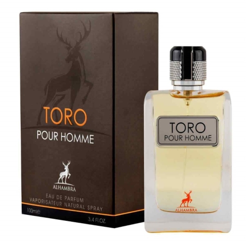 Opakowanie perfum Toro Pour Maison Alhambra wraz z flakonem – wyrafinowany wygląd, który podkreśla intensywny charakter