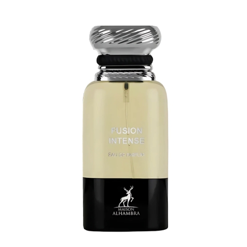 Opakowanie perfum Fusion Intense (Fabulo Intense) Maison Alhambra 80ml – luksusowy zapach łączący przyprawy, skórę i wanilię.