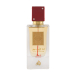 Buteleczka perfum damskich Ana Abiyedh Rouge Lattafa 60 ml - elegancki design z czerwonym akcentem i złotym korkiem
