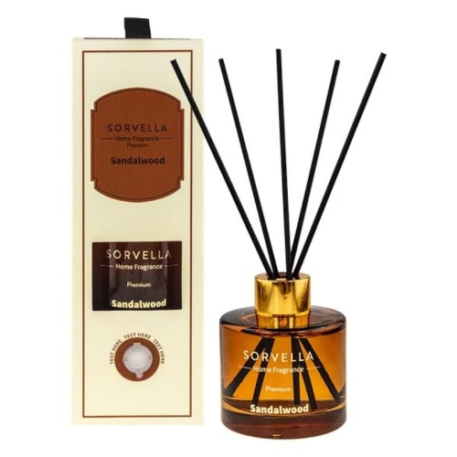 Dyfuzor zapachowy Sandal Wood Drzewo Sandałowe 120 ml w eleganckiej szklanej butelce z drewnianymi patyczkami